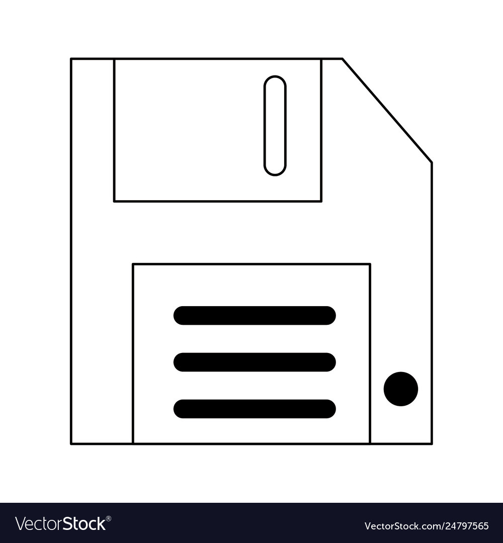 Diskette save symbol isolated in black and white