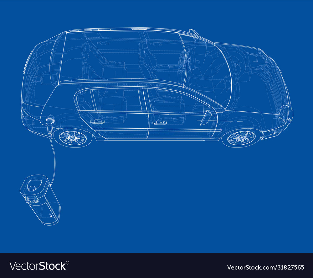 Electric Vehicle Charging Station Sketch Vector Image