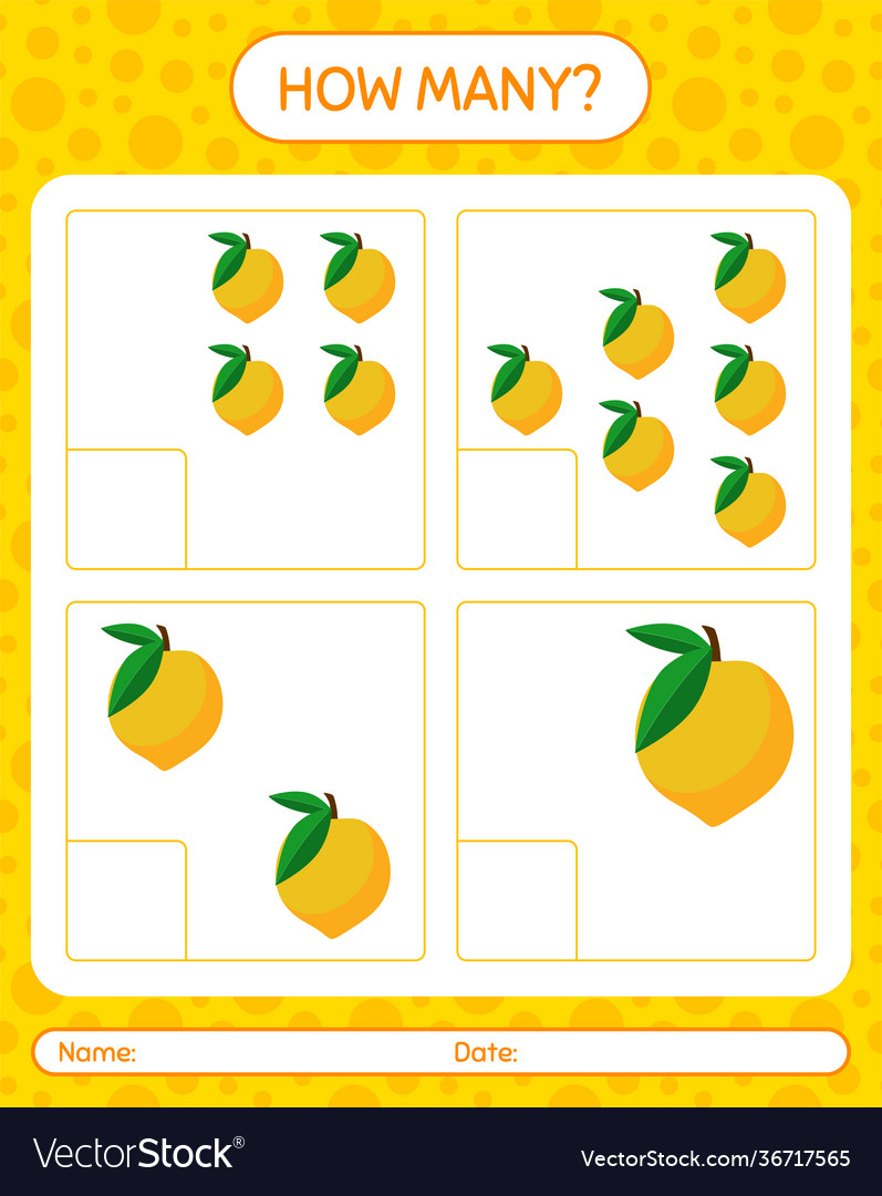 How many counting game with eggfruit worksheet vector image How many counting game with eggfruit worksheet