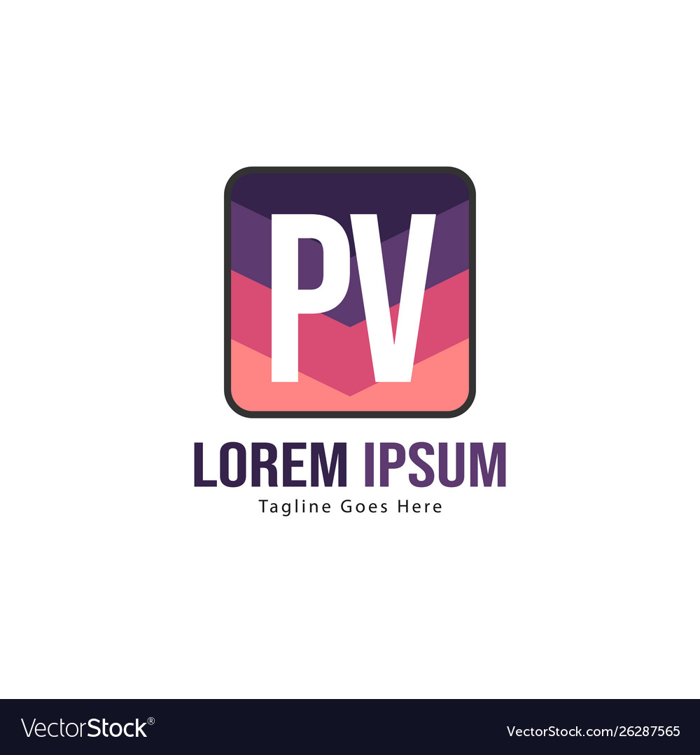 Original pv Logo Vorlage mit modernem Rahmen vector image Original pv Logo Vorlage mit modernem Rahmen