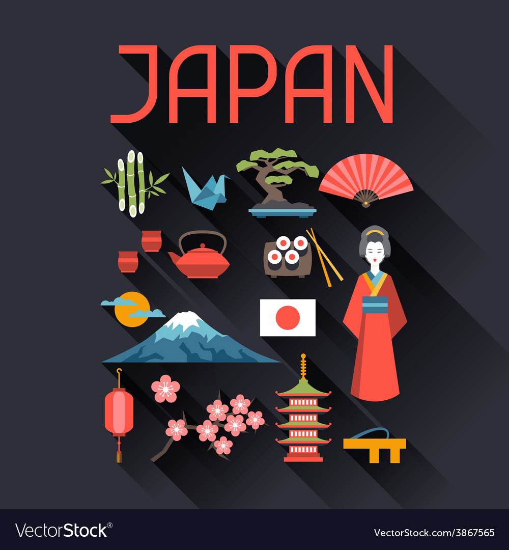 Japan icons and symbols set