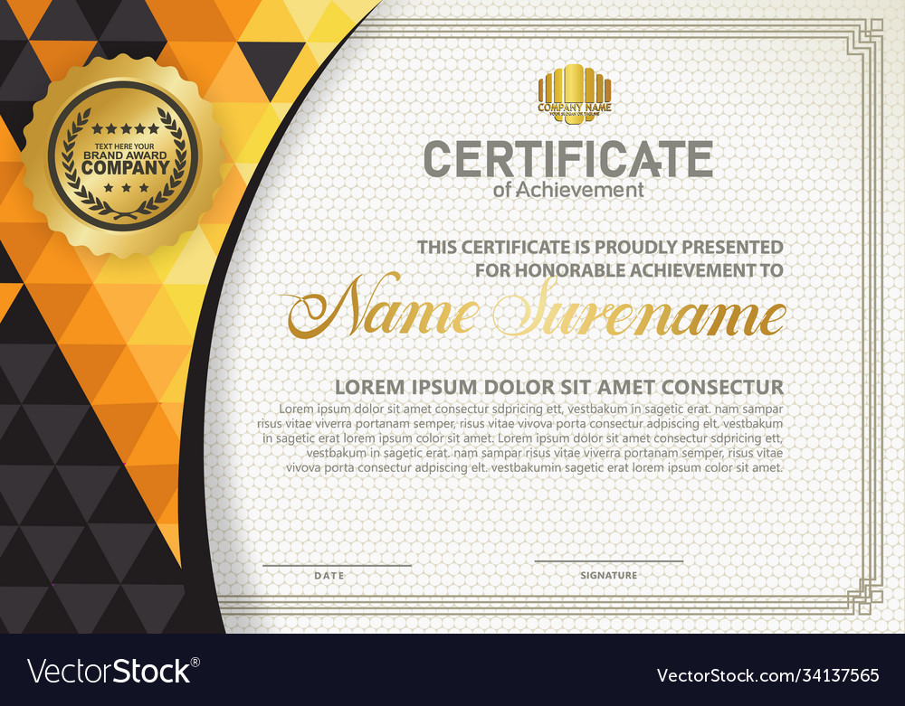 Modern certificate template with polygon texture Vector Image