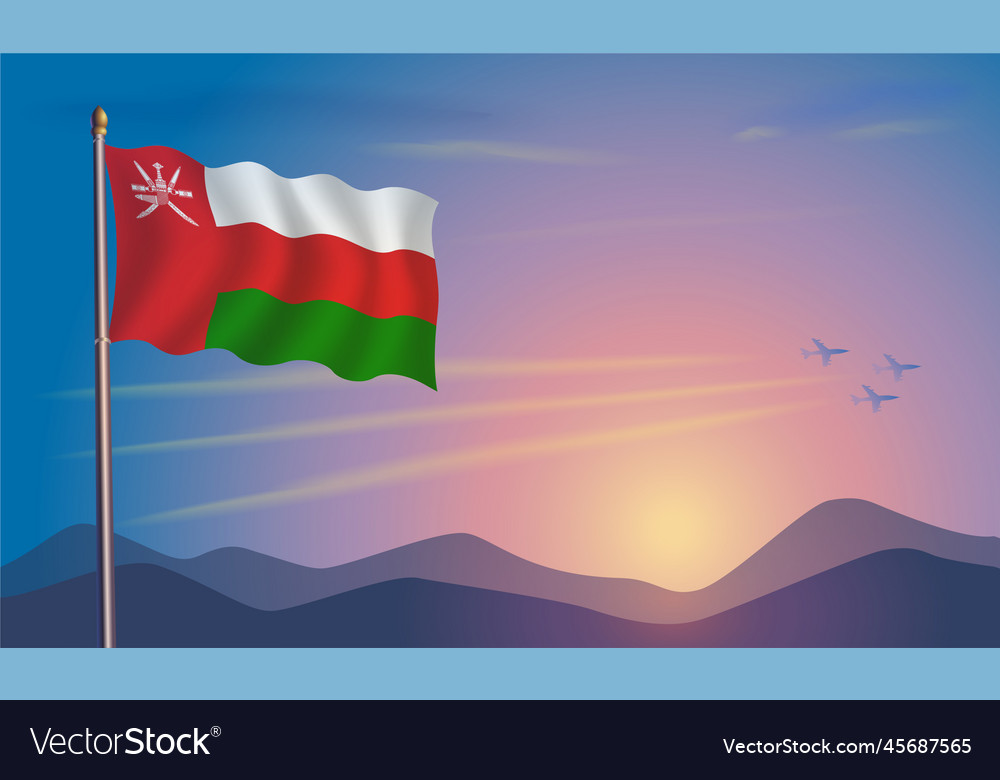 Oman flag in the morning sun Royalty Free Vector Image