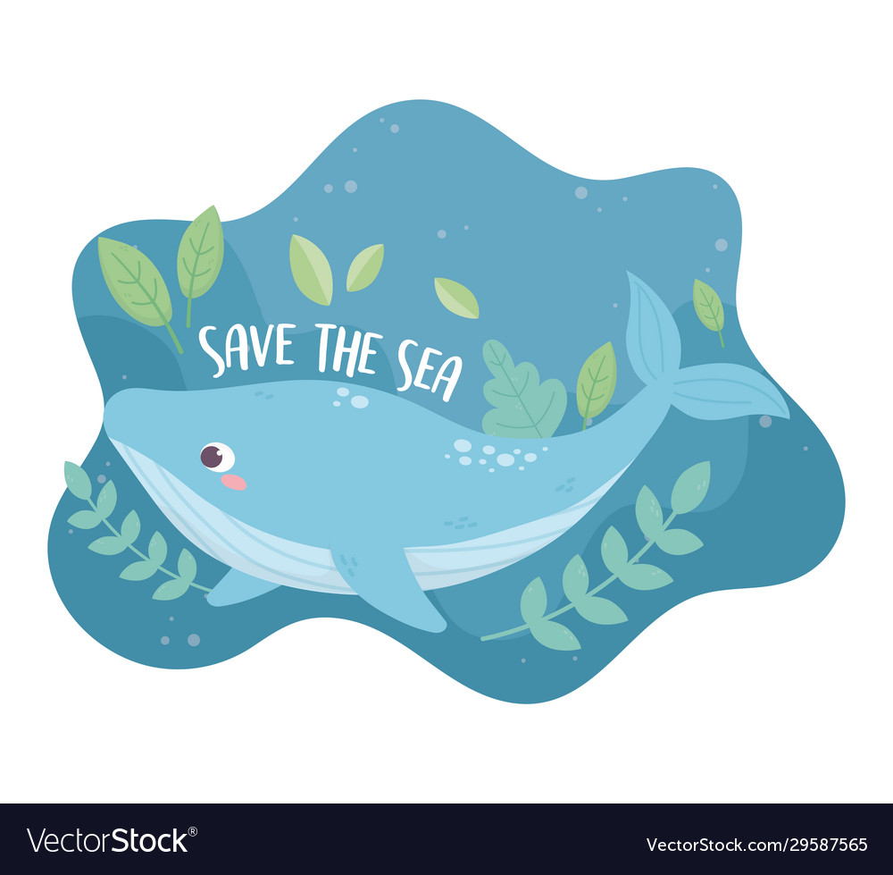 Save sea whale environment ecology cartoon