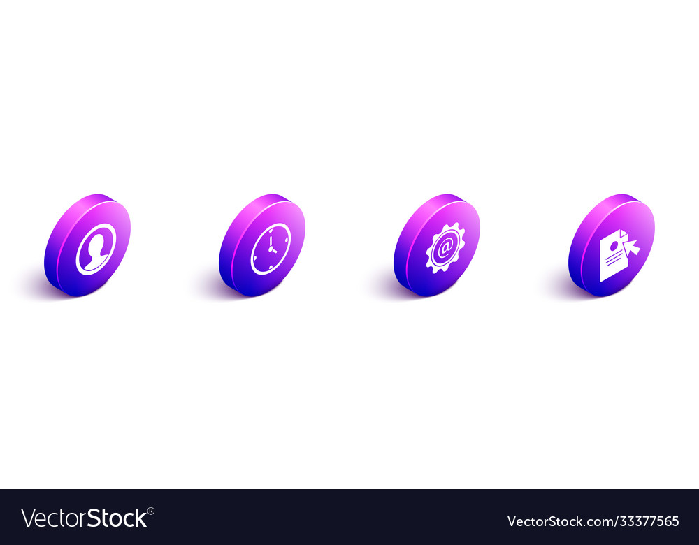 Set isometric create account screen clock mail
