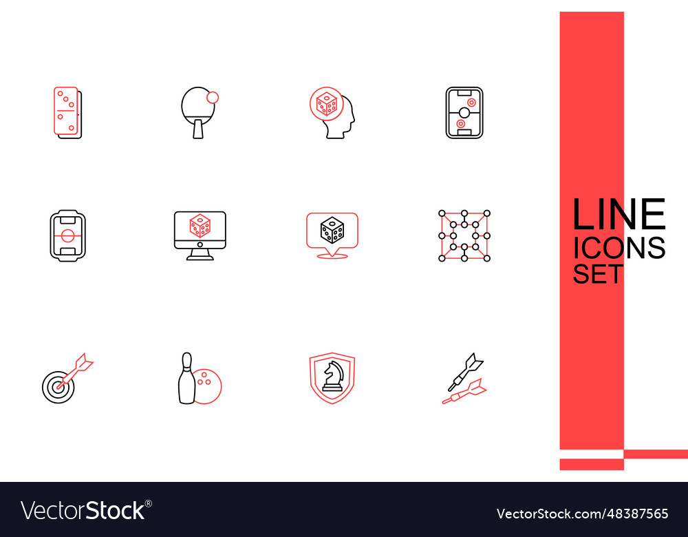 Set line dart arrow chess bowling pin and ball vector image Set line dart arrow chess bowling pin and ball
