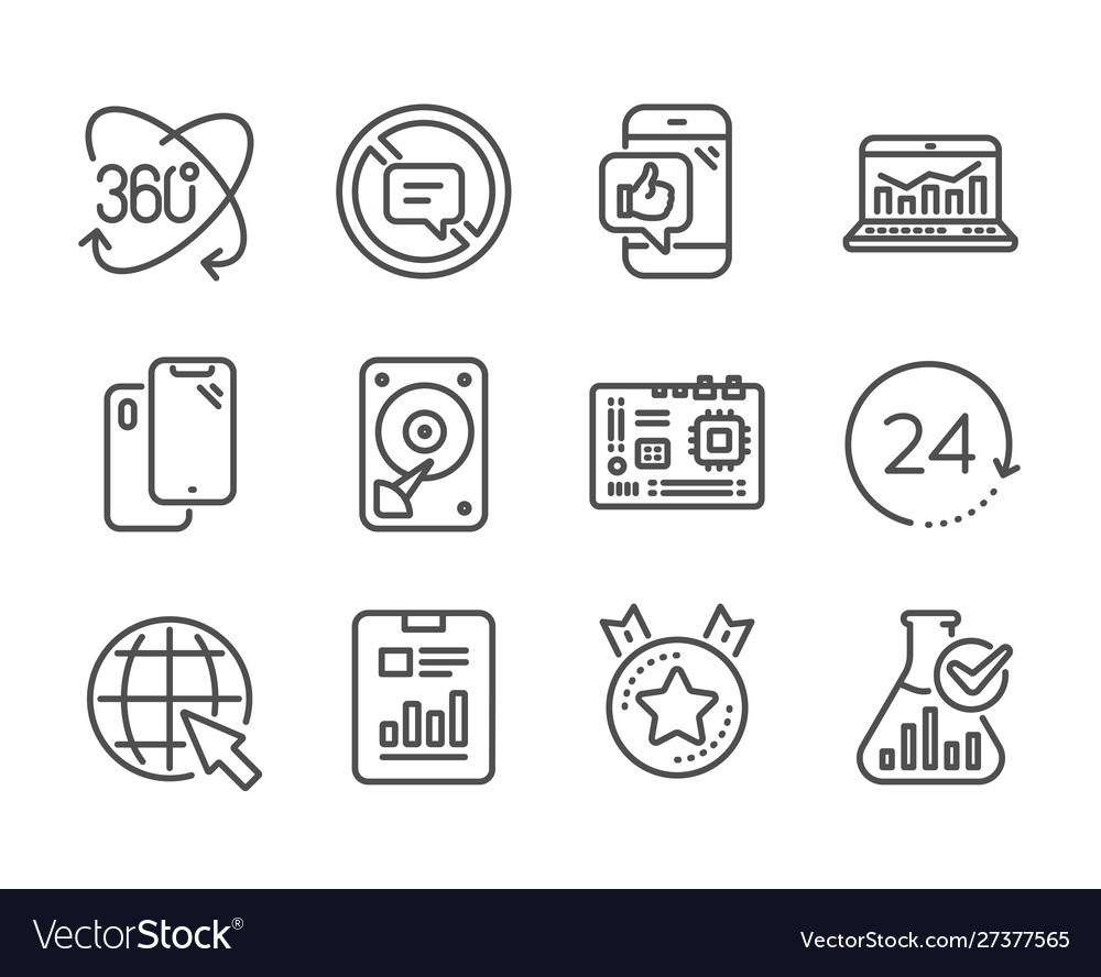 Set technology icons such as web analytics