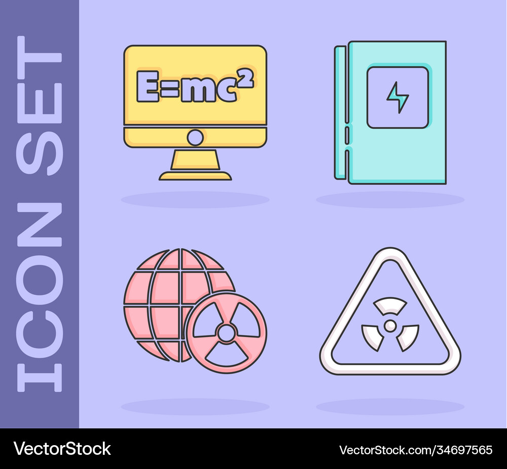 Set triangle with radiation equation solution Vector Image