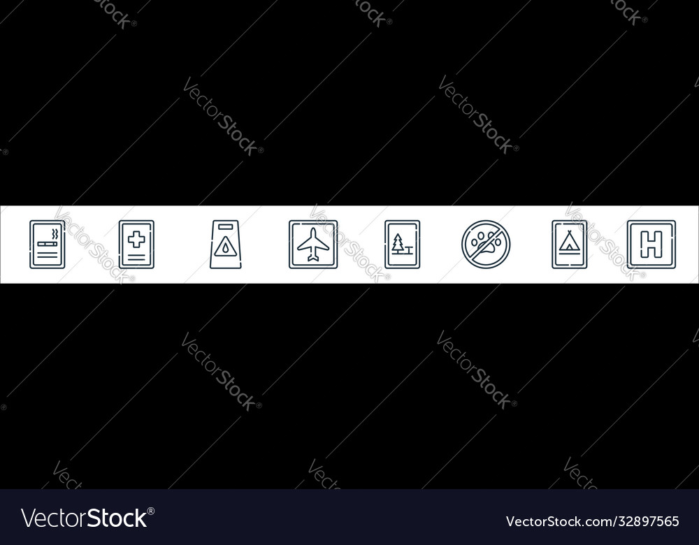 Signals and prohibitions line icons linear set vector image Signals and prohibitions line icons linear set