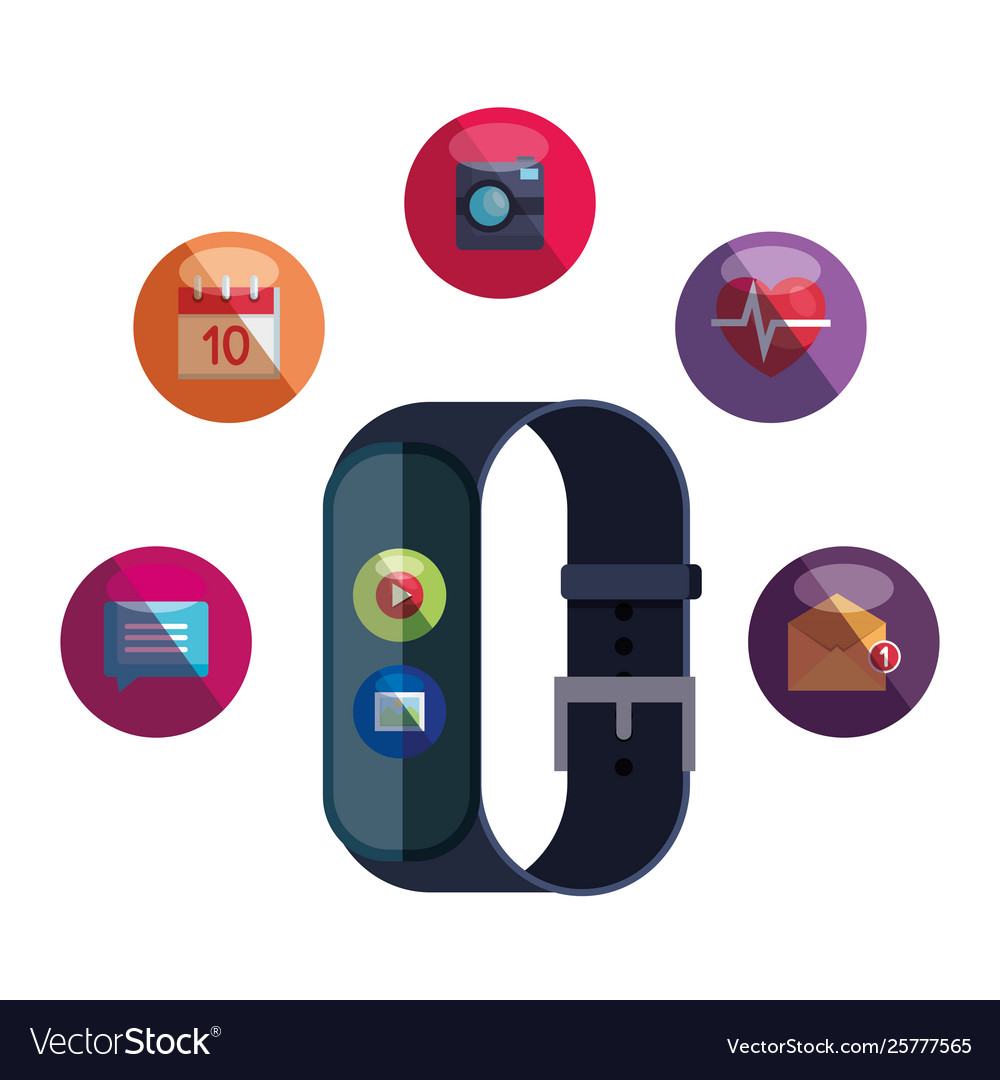Smartwatch with media player button and picture vector image Smartwatch with media player button and picture