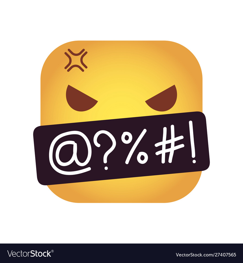 Square emoticon rudeness face character icon