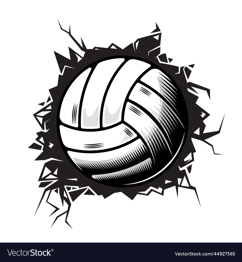 Volleyball cracked wall club graphic Royalty Free Vector