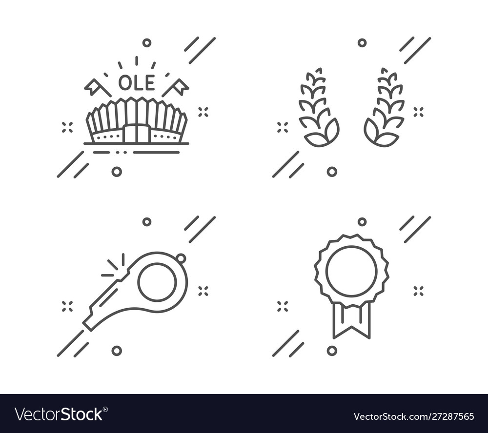 Whistle laurel wreath and sports arena icons set vector image Whistle laurel wreath and sports arena icons set