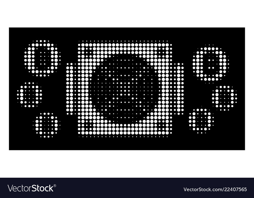 White halftone bitcoin mining asic device icon vector image White halftone bitcoin mining asic device icon