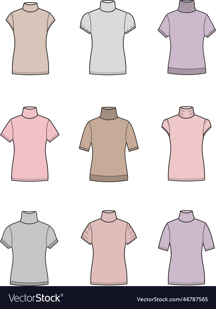 Womens short sleeve turtleneck set Royalty Free Vector Image