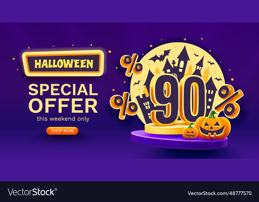 90 percents off halloween sale banner template vector image 90 percents off halloween sale banner template