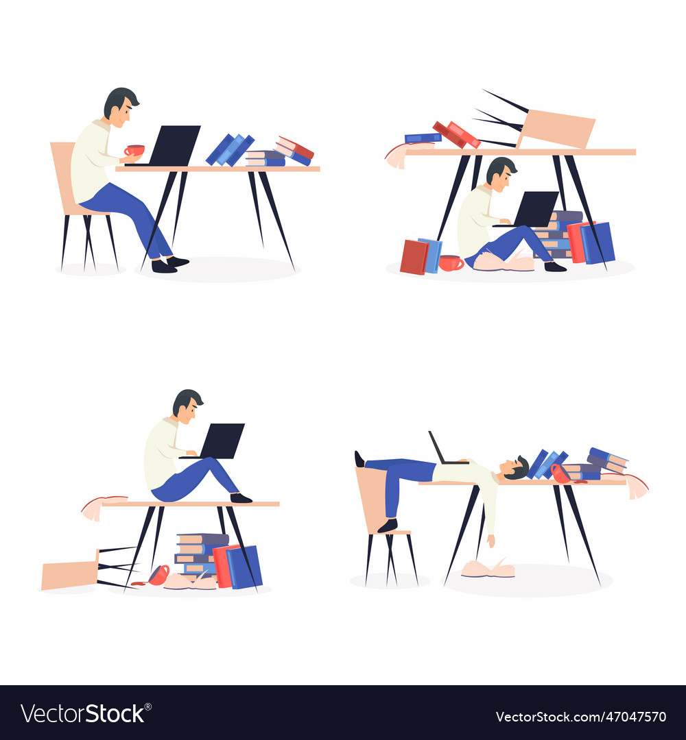A series of working at computer c