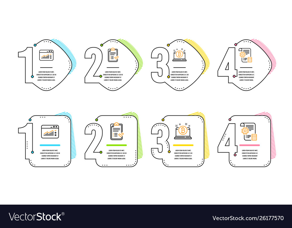 Bitcoin approved checklist and web traffic icons vector image Bitcoin approved checklist and web traffic icons