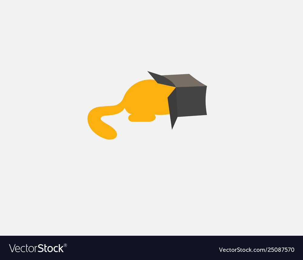 Creative logotype icon funny cat and box