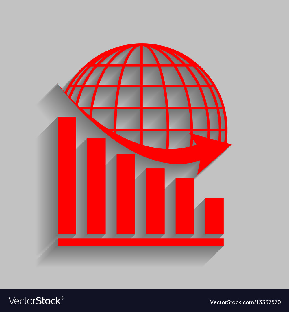 Declining graph with earth red icon