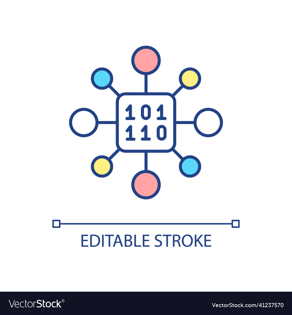Encryption of connected data rgb color icon vector image Encryption of connected data rgb color icon