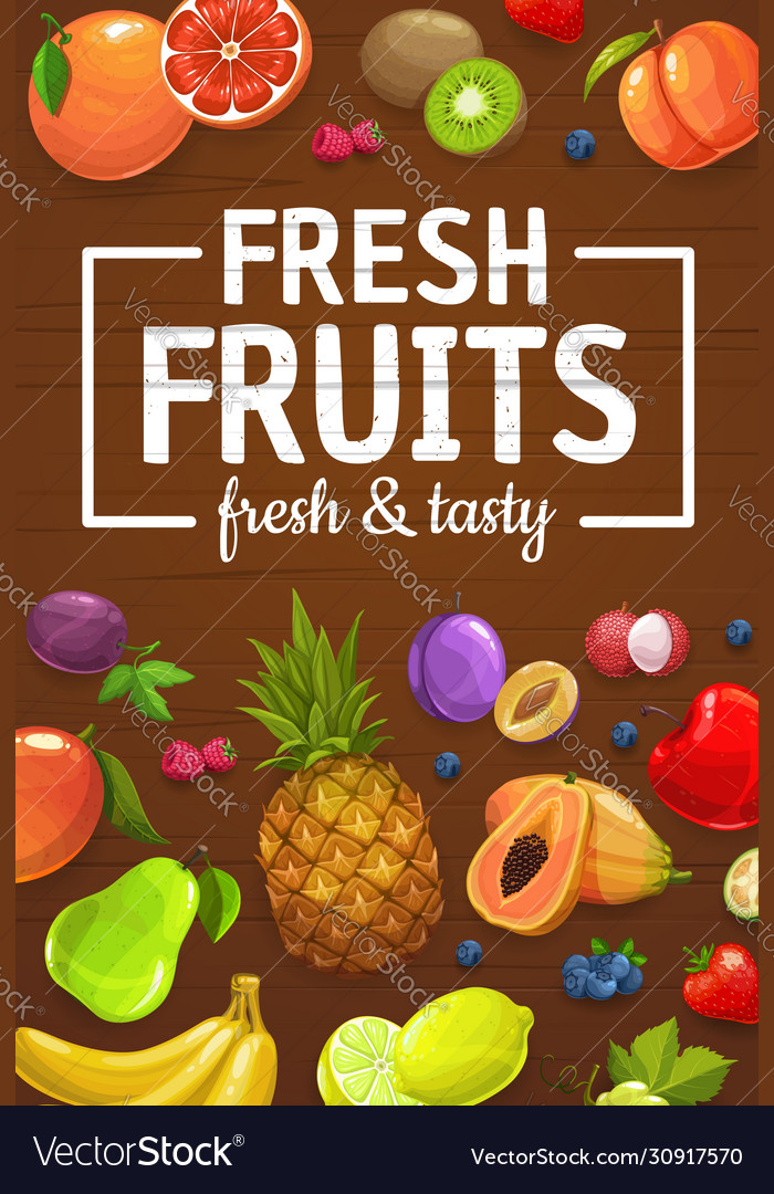 Farm harvest organic fruits and berries Royalty Free Vector