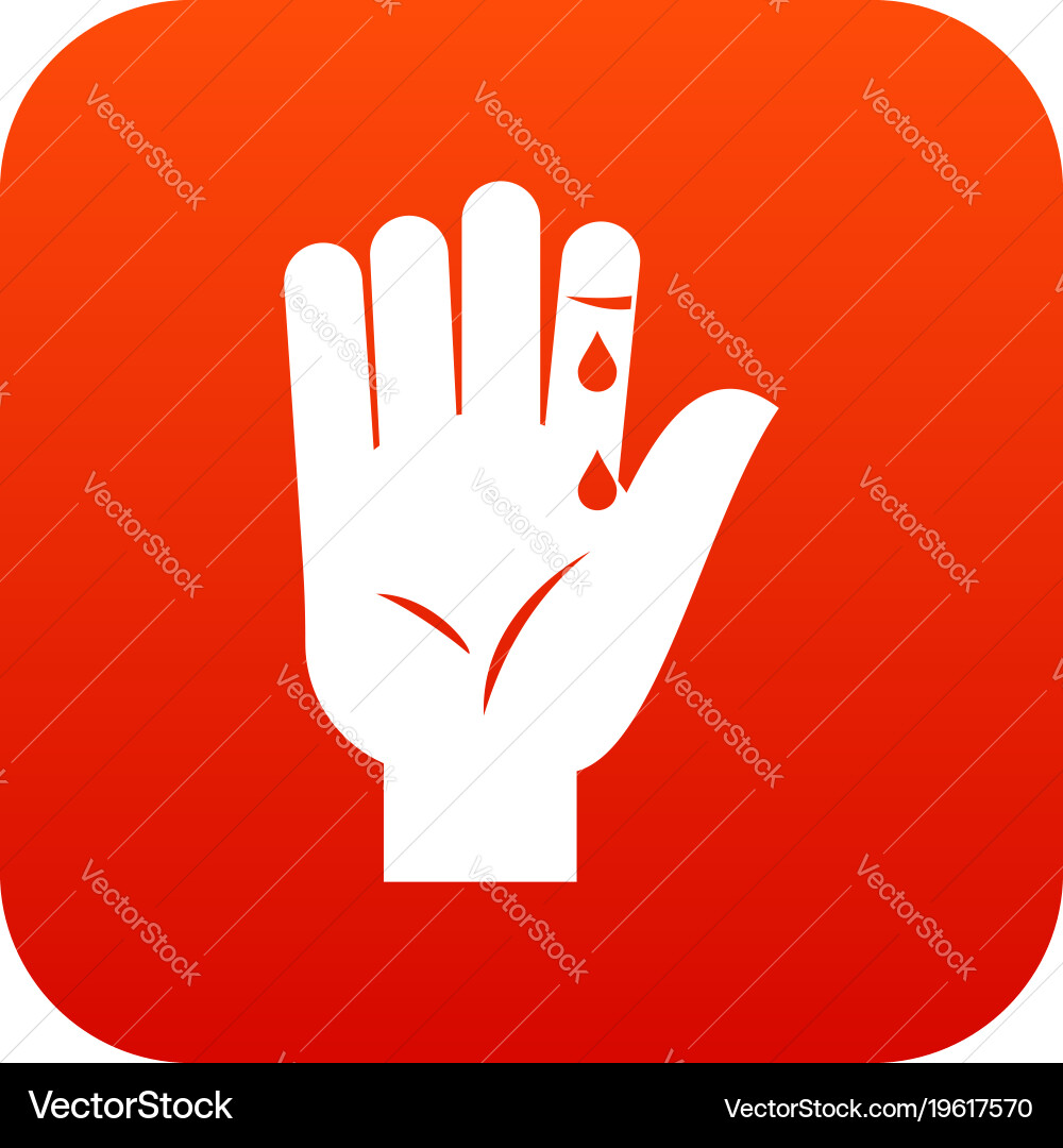 Finger with blood dripping icon digital red Vector Image