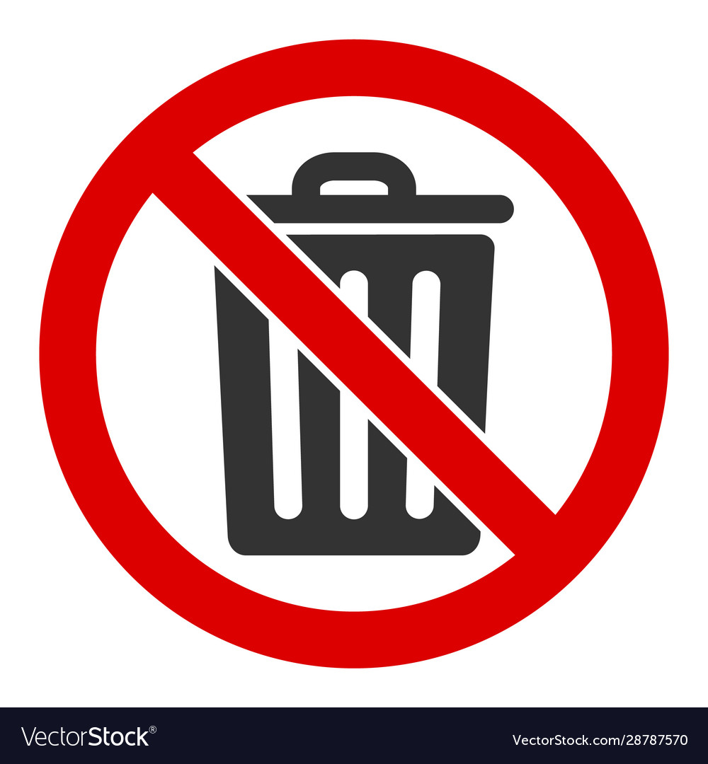 Flat no dustbin icon Royalty Free Vector Image