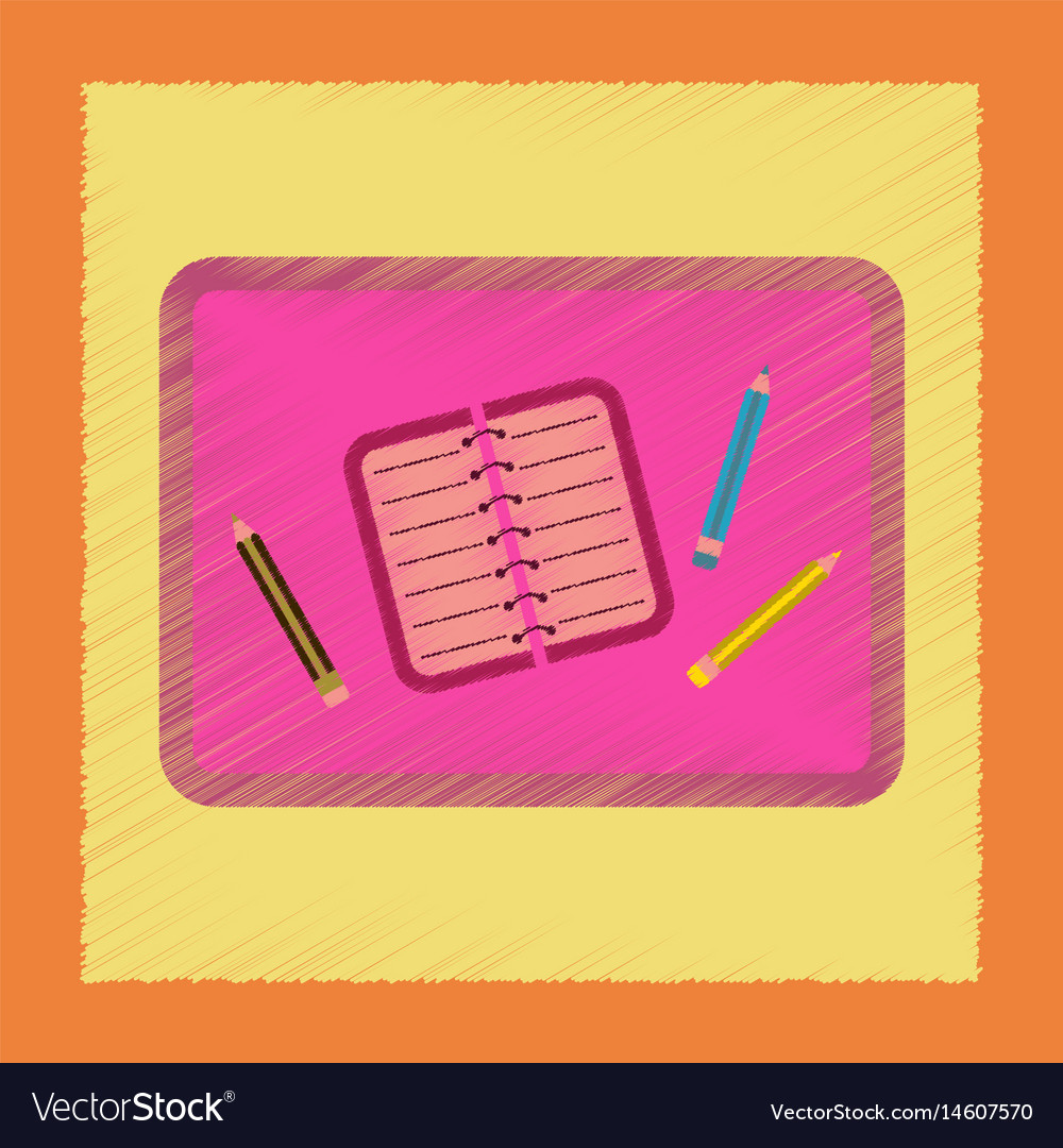 Flat shading style icon notebook pencil table