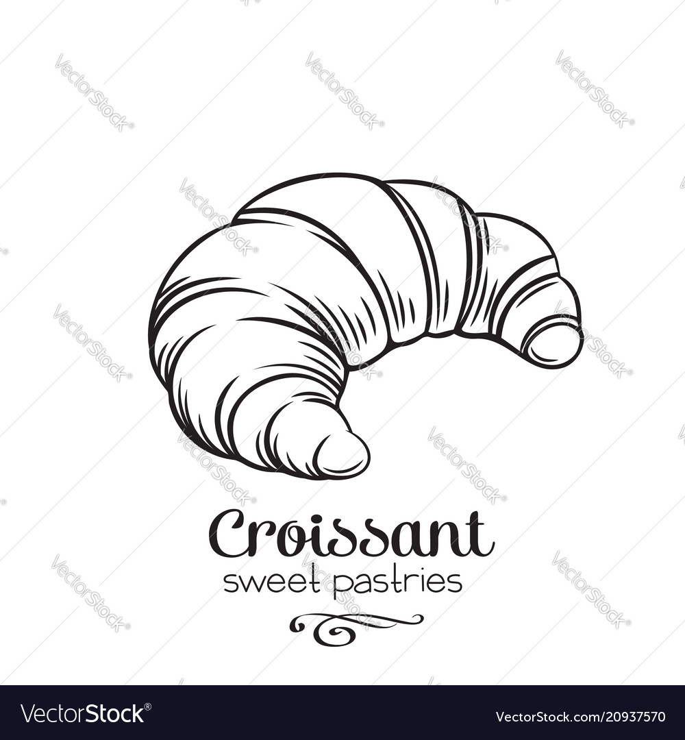 Hand drawn croissant Royalty Free Vector Image