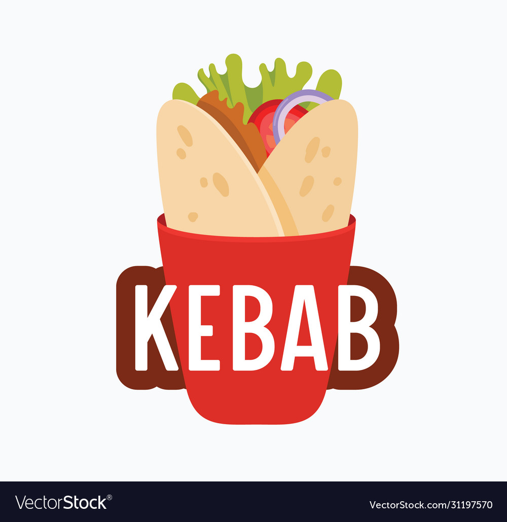 Kebab banner meat rolled in pita bread Royalty Free Vector