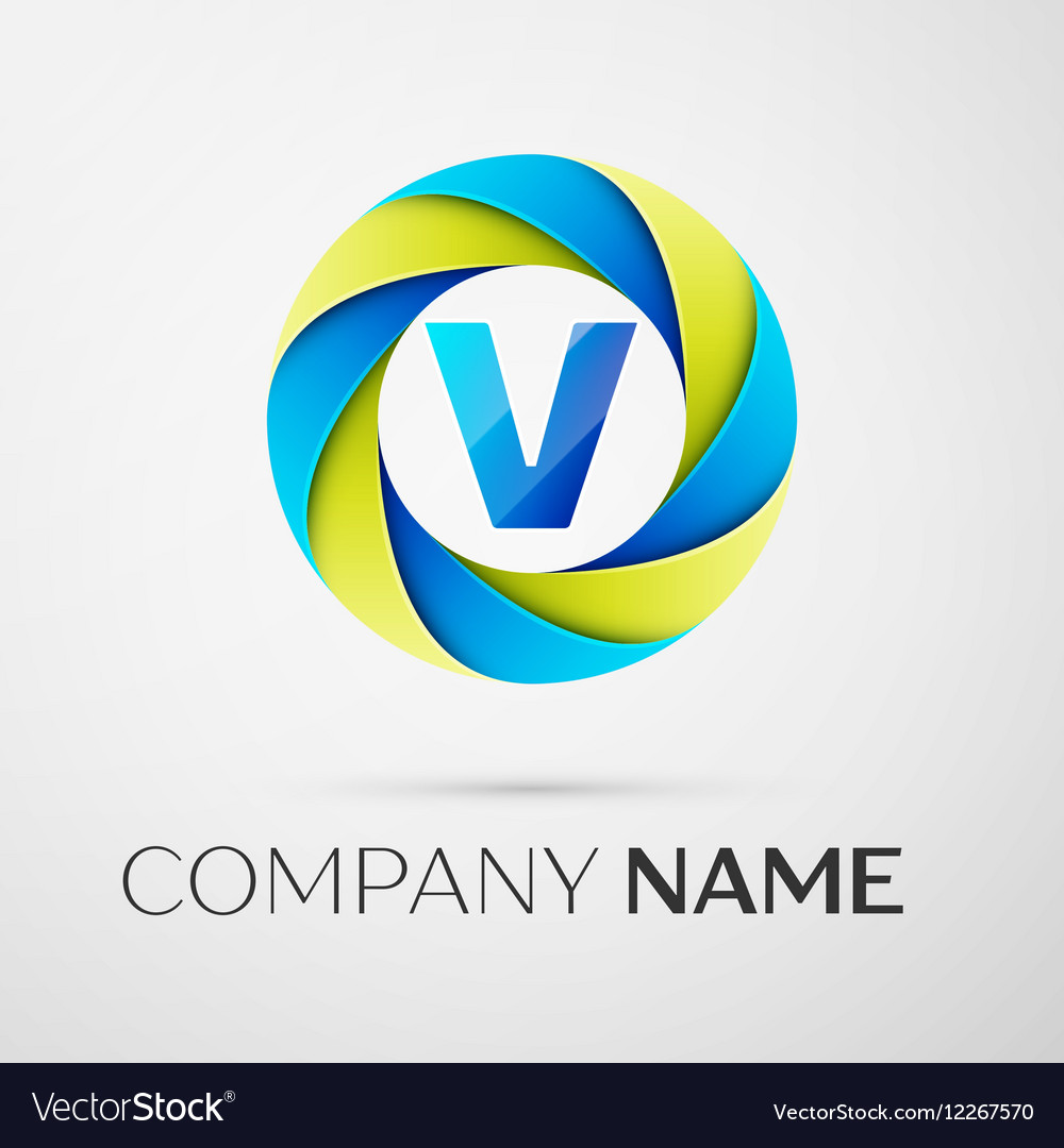 Letter v logo symbol in the colorful circle Vector Image