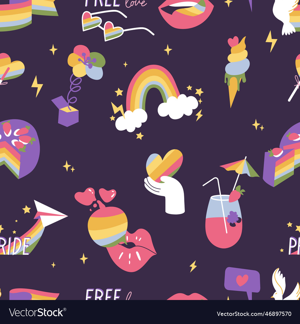 LGBTQ Pride Symbols & Icons - Seamless Pattern