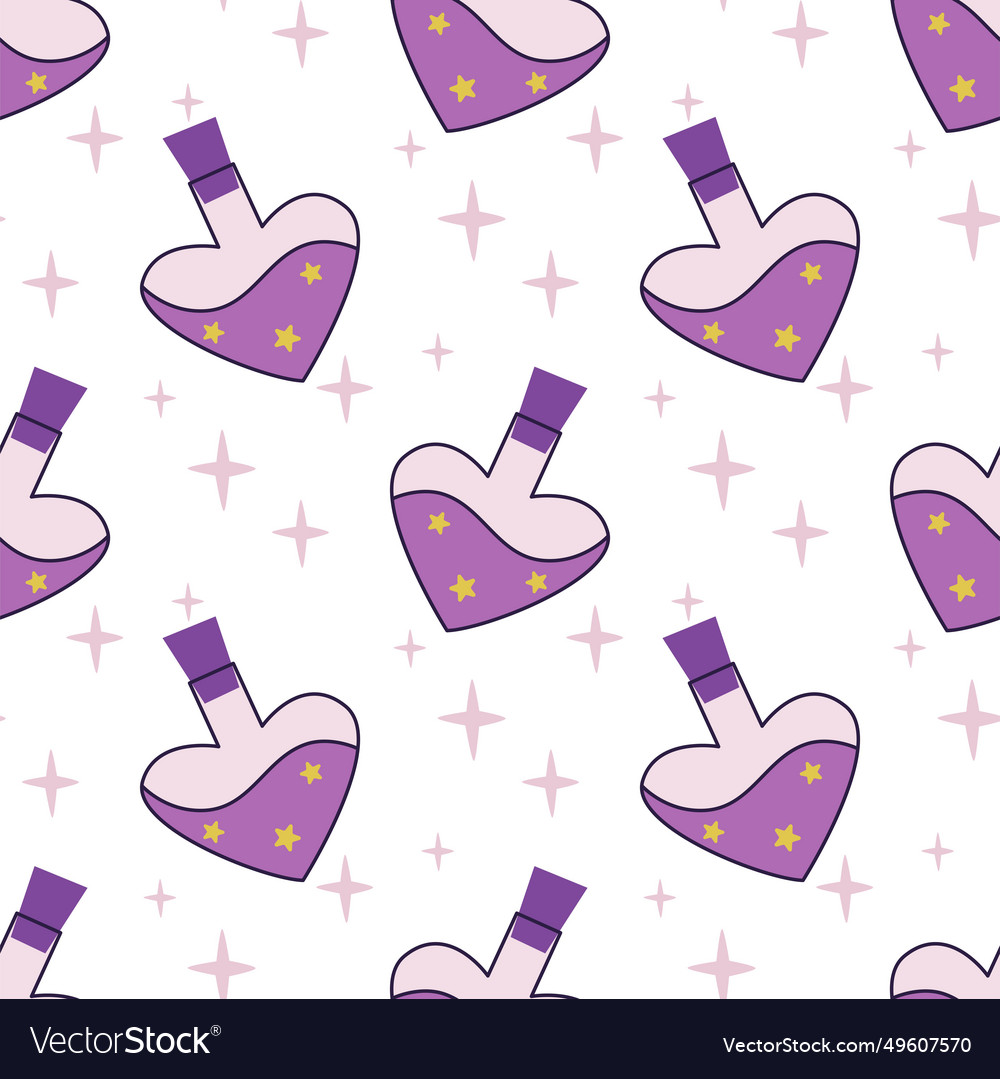 Magic potion seamless pattern love elixir vector image Magic potion seamless pattern love elixir