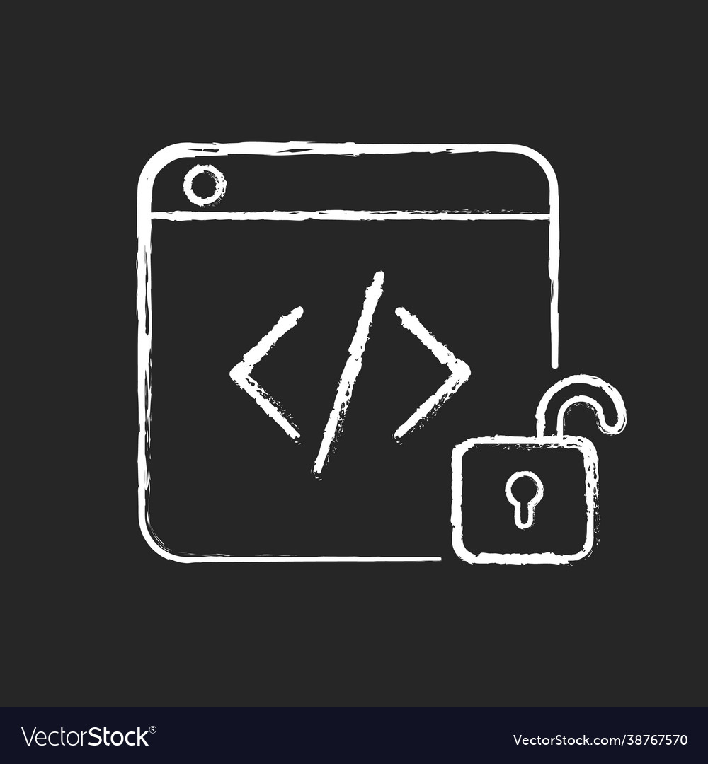 Open source code platforms chalk white icon vector image Open source code platforms chalk white icon