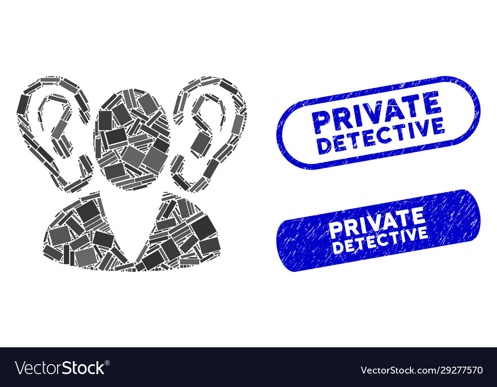 Rectangle mosaic listener with grunge private Vector Image Rectangle mosaic listener with grunge private