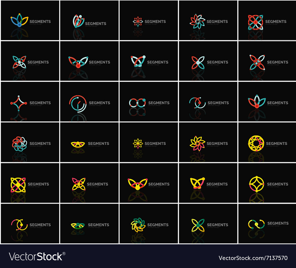 Set of linear abstract logos and swirl shapes