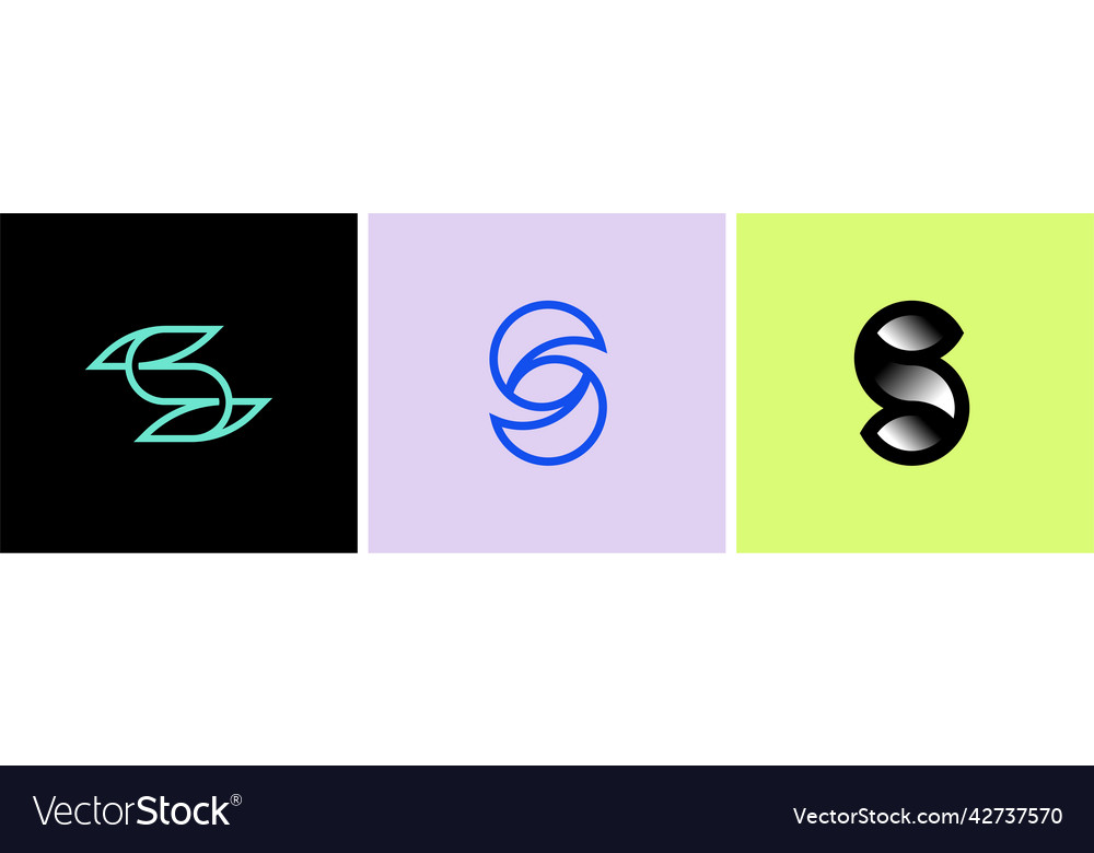 Set von drei Logos lineares Logo Monogramm vector image Set von drei Logos lineares Logo Monogramm