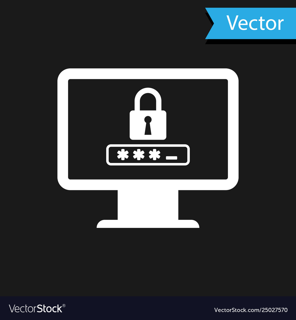 White monitor with password notification and lock vector image White monitor with password notification and lock
