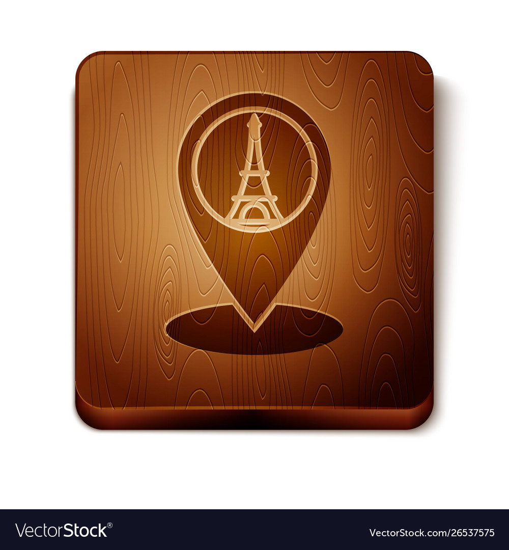 Brown map pointer with eiffel tower icon isolated vector image Brown map pointer with eiffel tower icon isolated