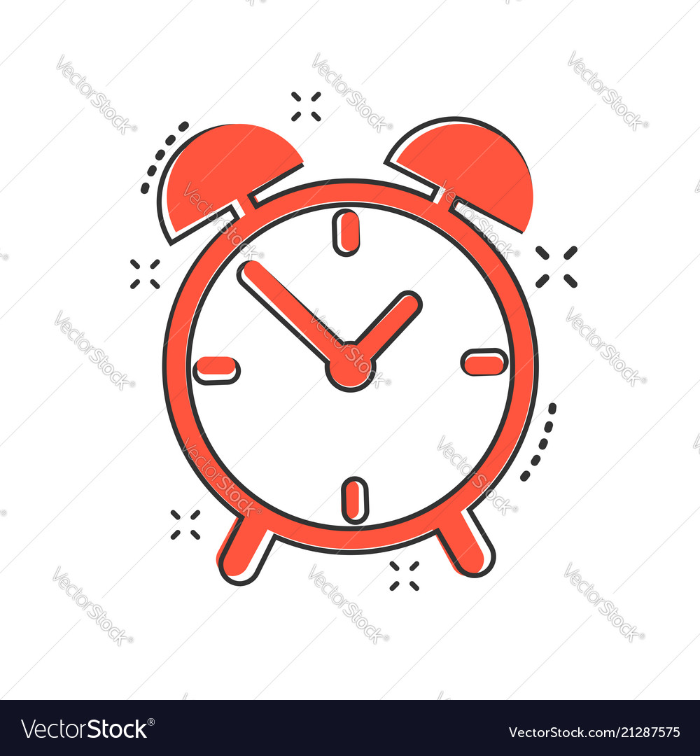 Cartoon alarm clock icon in comic style timer