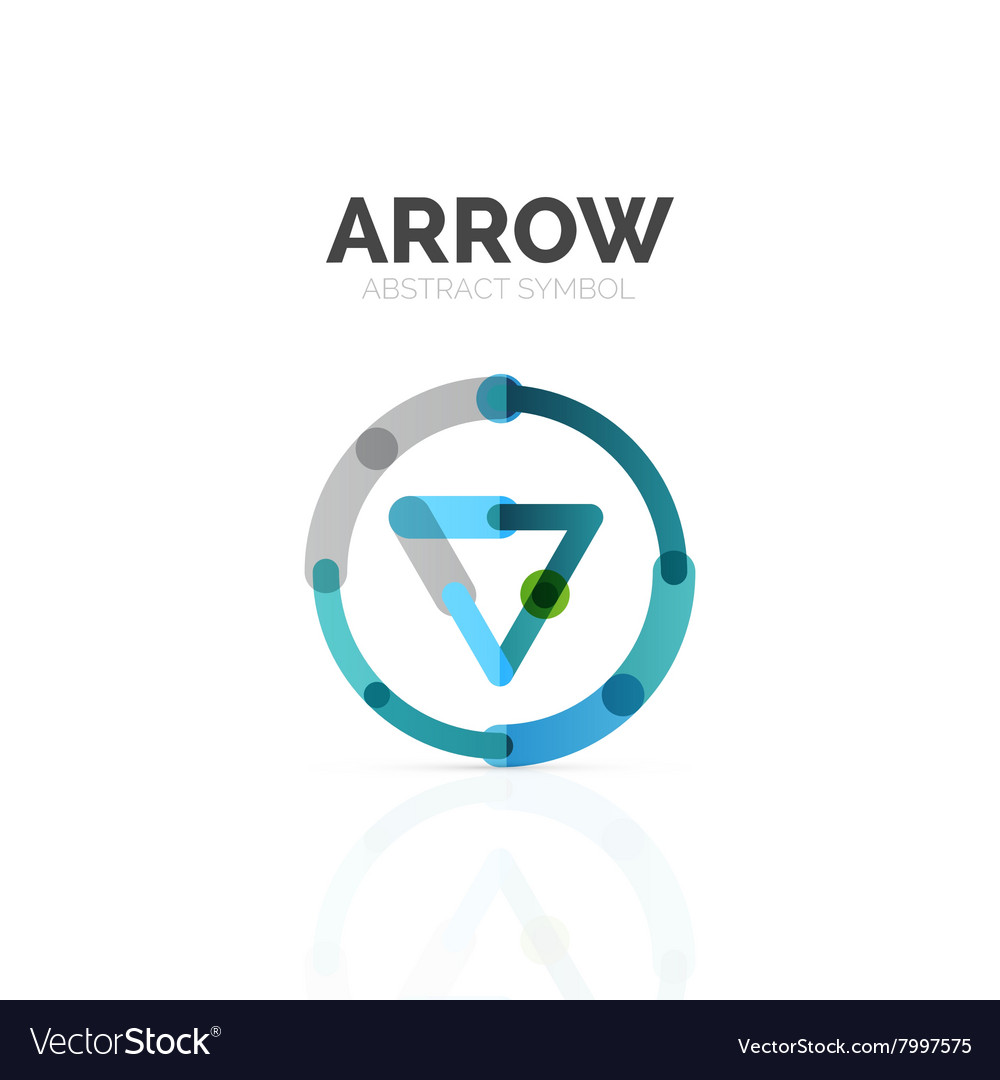 Linear arrow abstract logo connected multicolored
