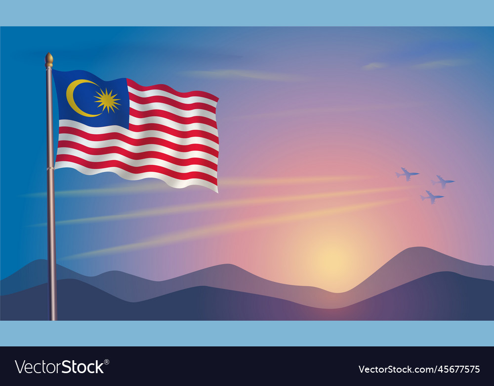 Malaysia flag in the morning sun Royalty Free Vector Image