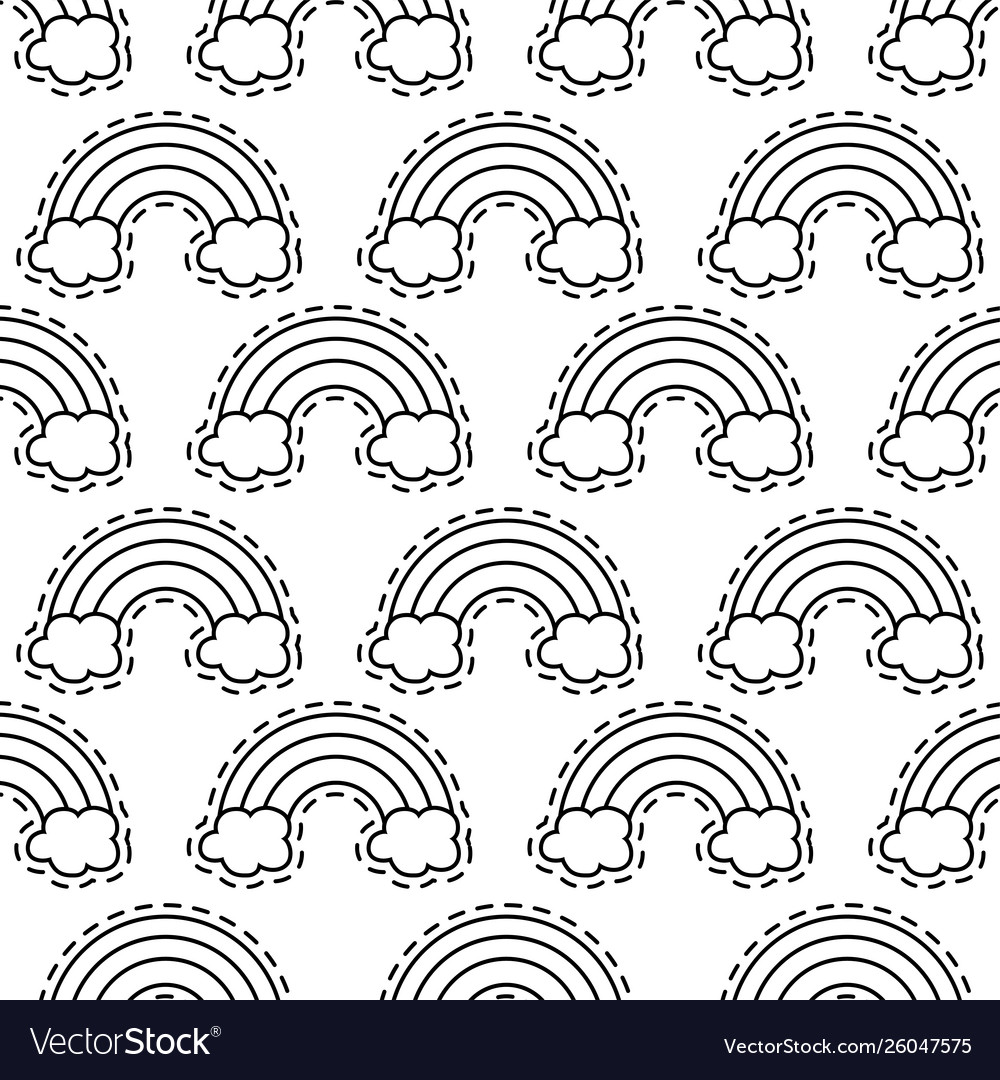 Pattern patches with rainbow and clouds