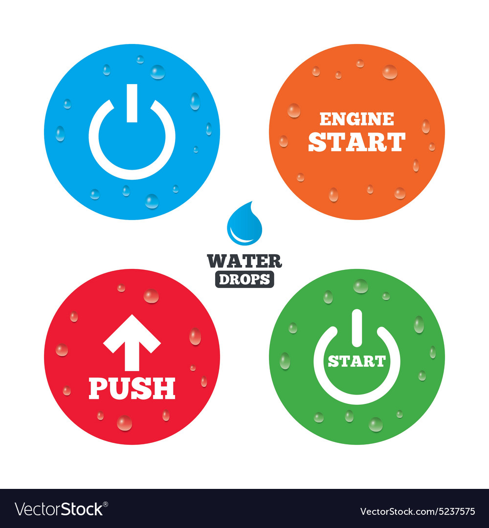 Power icons start engine symbol push arrow