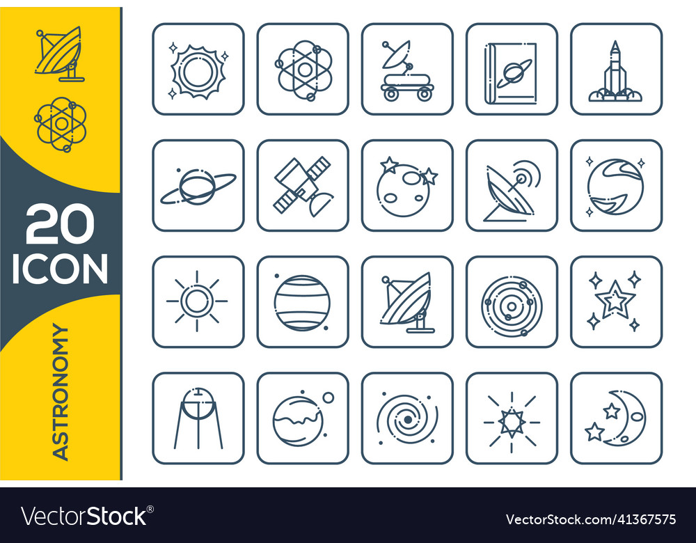 Set of space icon in outline style for web Vector Image Set of space icon in outline style for web