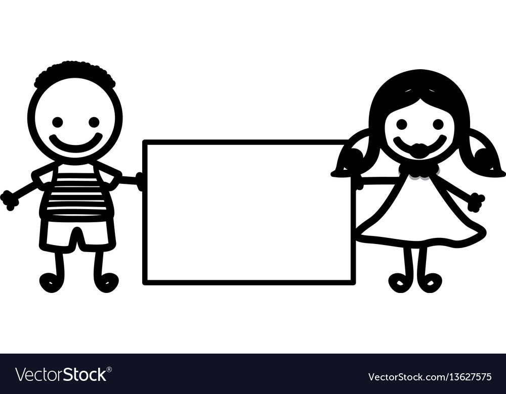 Sketch Silhouette Couple Boy With Hairstyle And Vector Image