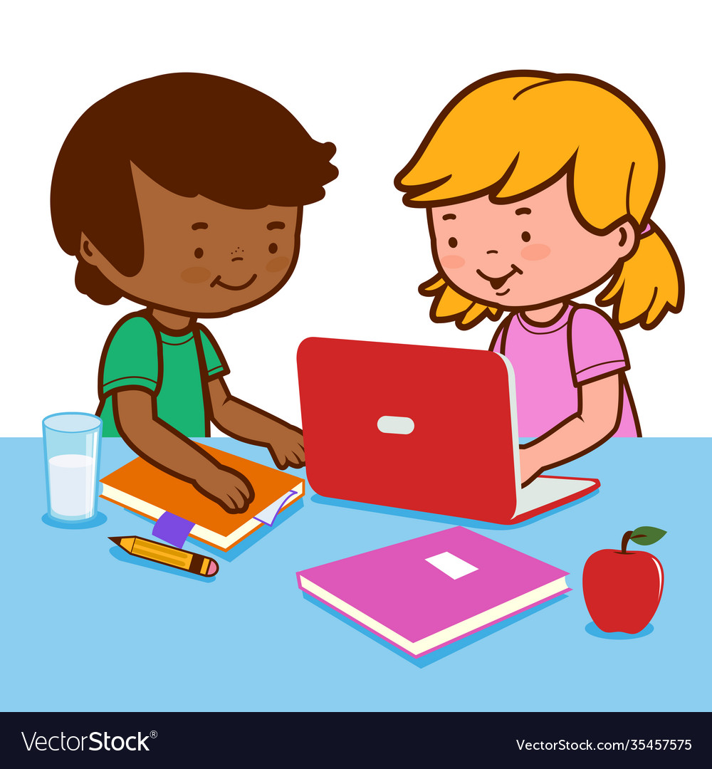 They doing their homework. Комиксы дети делают домашнее задание. Students are doing homework illustration. Children read books and do homework. Doing homework illustration.