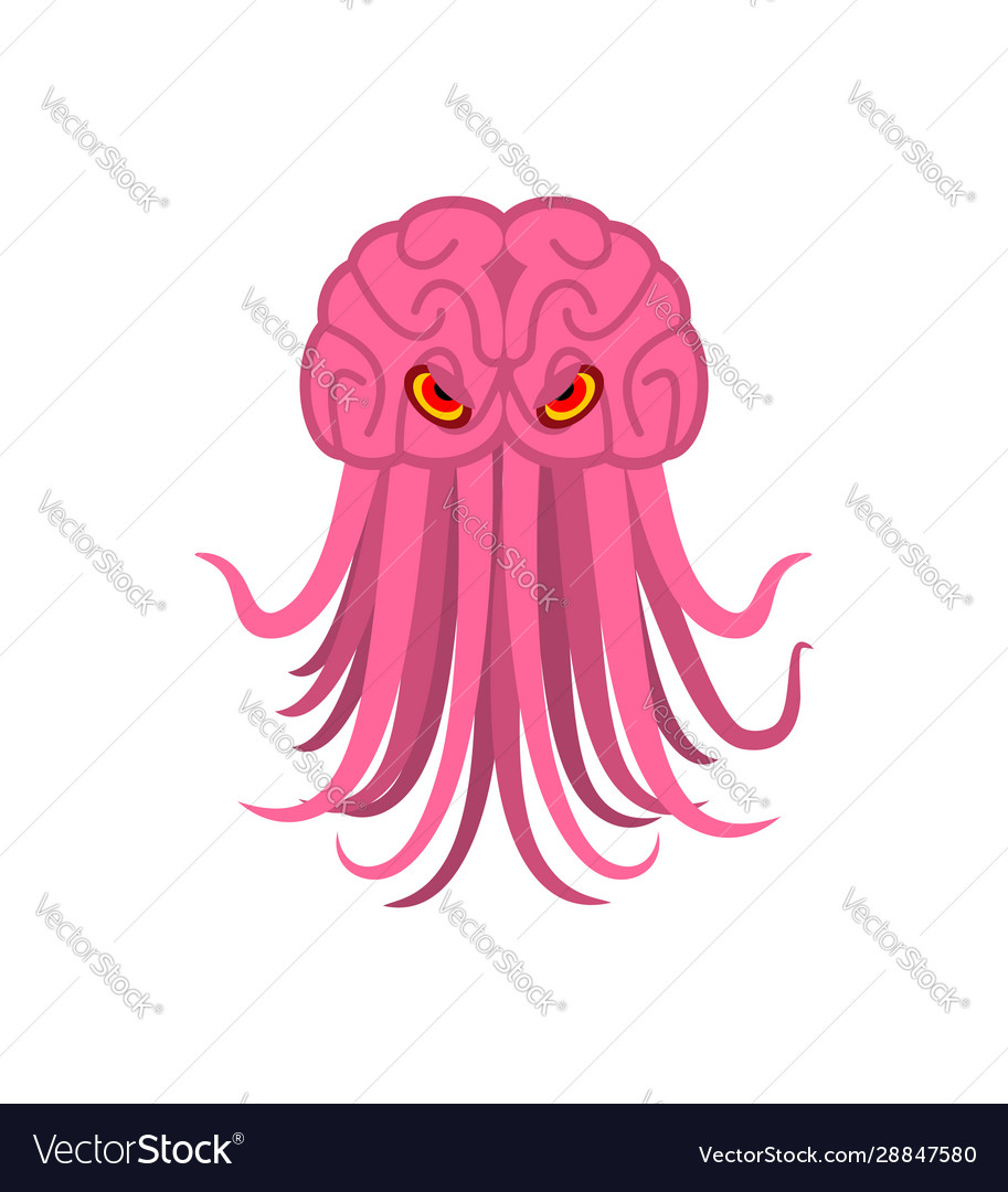 Brain with tentacles monster space invader
