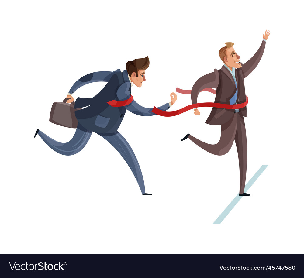 Businessmen marathon winning composition Vector Image